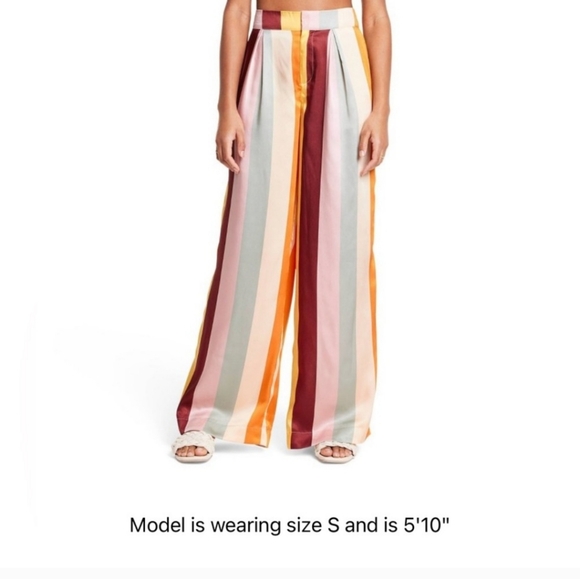 Fe Noel X Target Vertical Stripe Wide Leg High Rise Pants NEW With Tags - Picture 1 of 7
